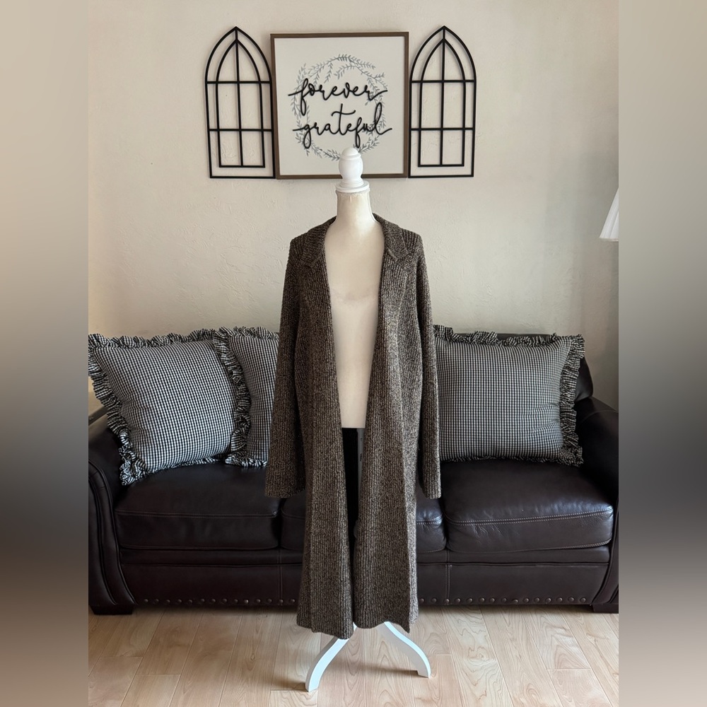 Lauren Ralph Lauren Brown Gold Metallic Knitted Maxi Long Sweater Coat Size 3X